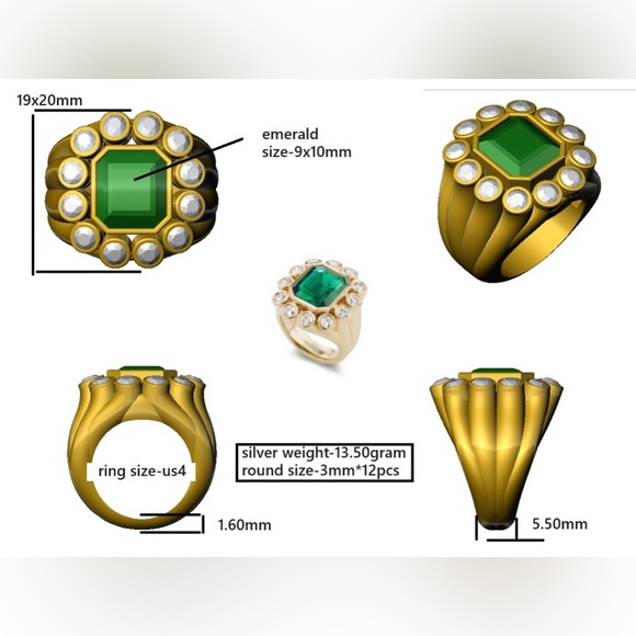 Brent Neale look-alike Flush Mount East-West Gold Plated Ring - Picture 3 of 8